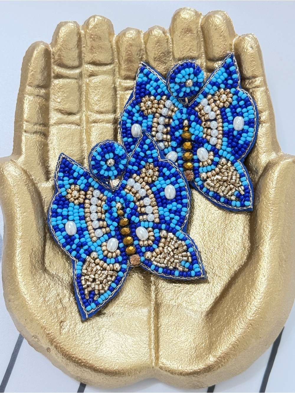 New, Betsey Johnson, Blue Statement Butterfly Earrings, lightweight